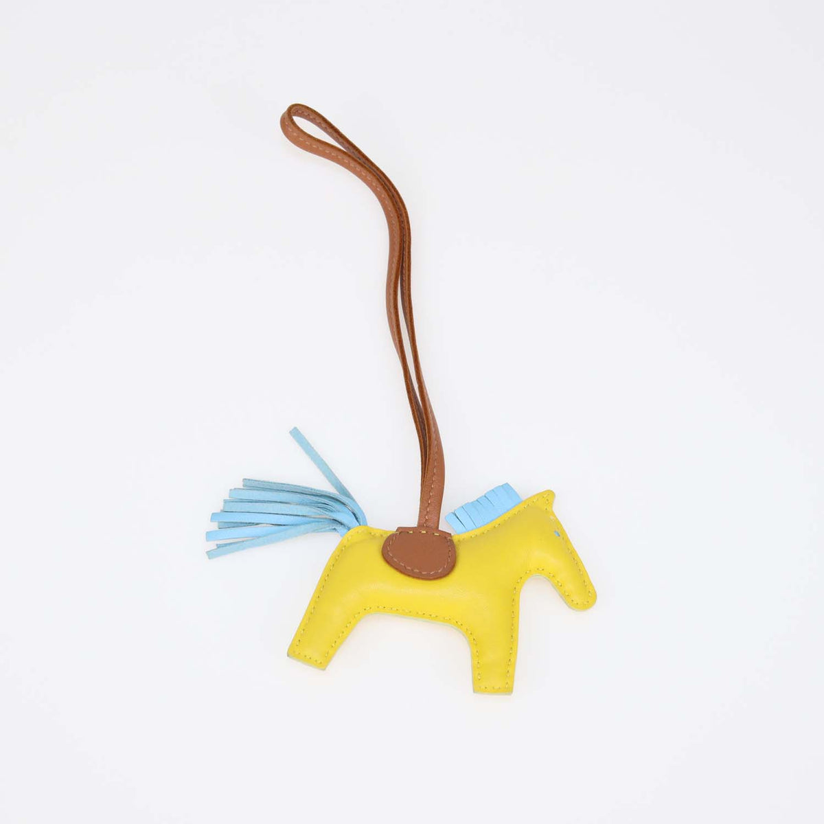 Hermes Yellow, Brown Leather PM Grigri Rodeo Bag Charm