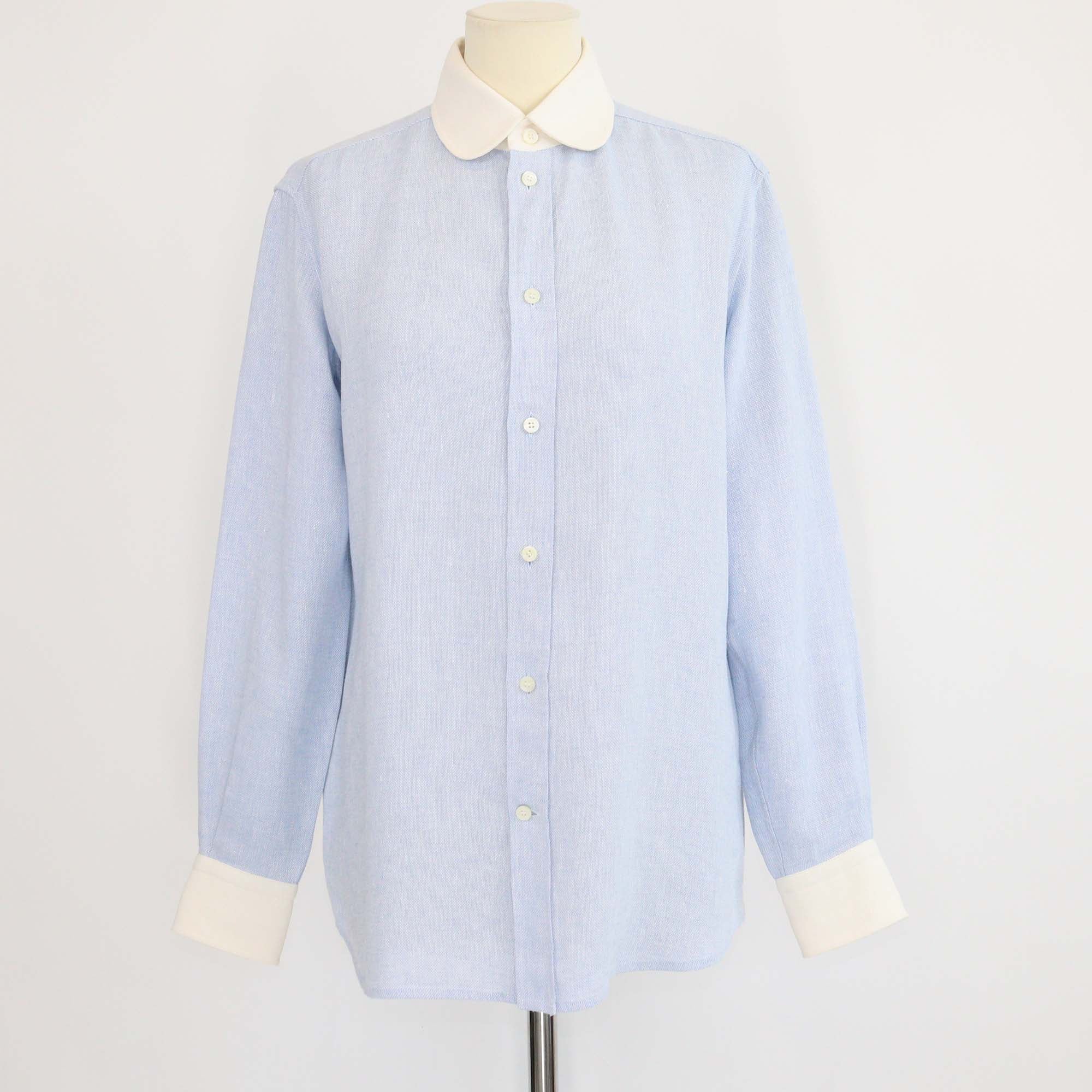 Loro Piana Blue Horizon Linen Long Sleeve Thea Shirt