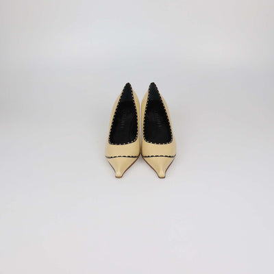 Chanel Beige Leather Vintage Pointed Toe Pumps
