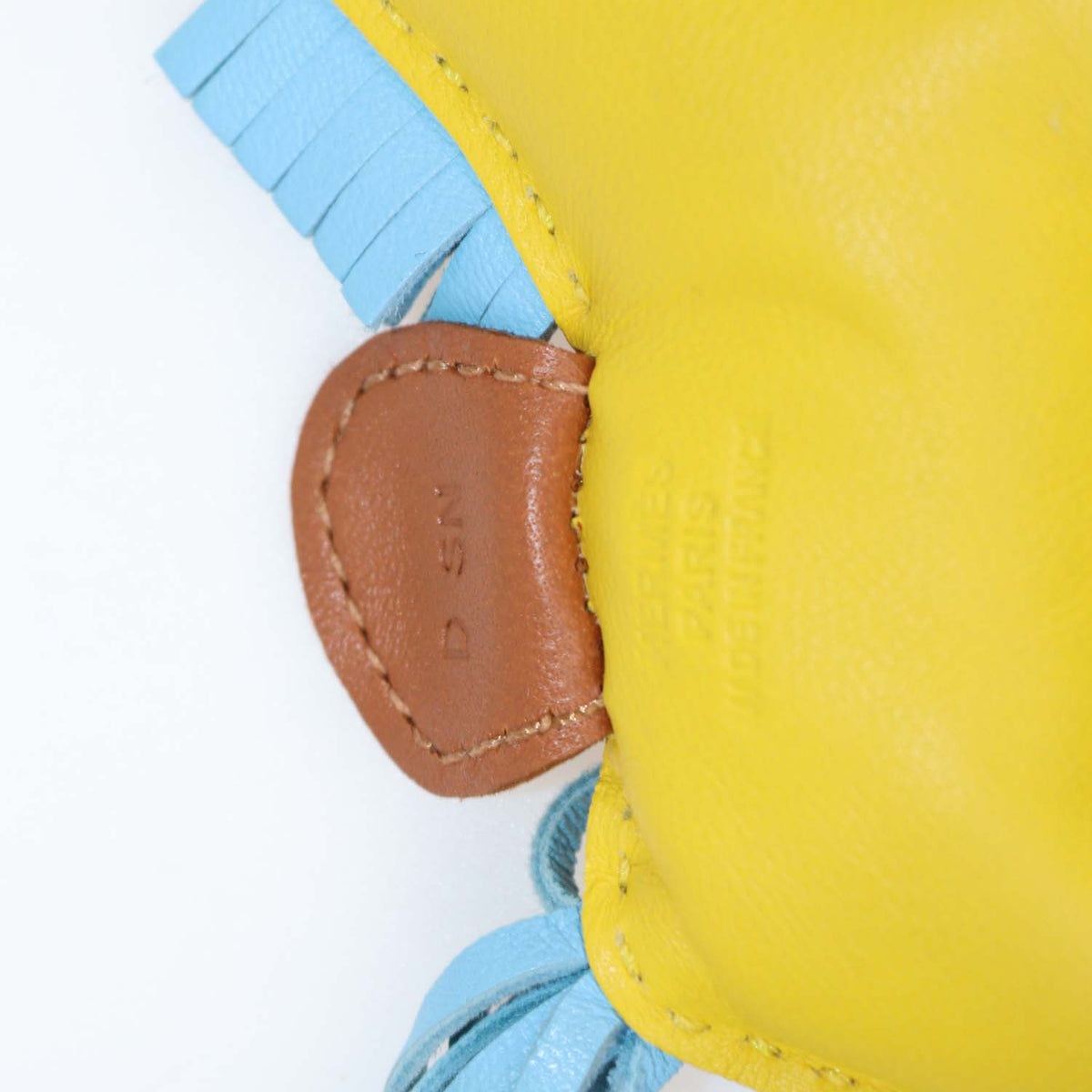 Hermes Yellow, Brown Leather PM Grigri Rodeo Bag Charm
