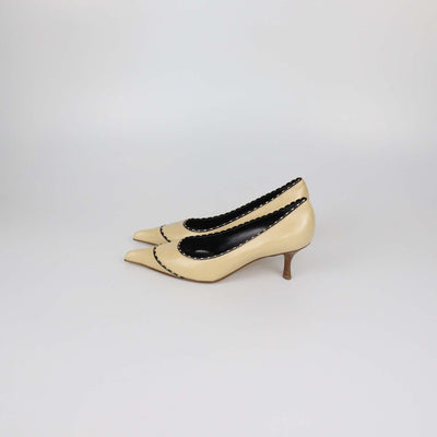 Chanel Beige Leather Vintage Pointed Toe Pumps