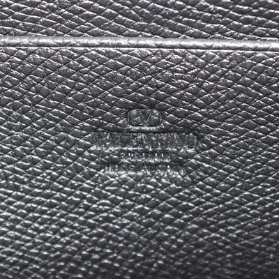 Vslentino Black Leather VLogo Signature Pouch