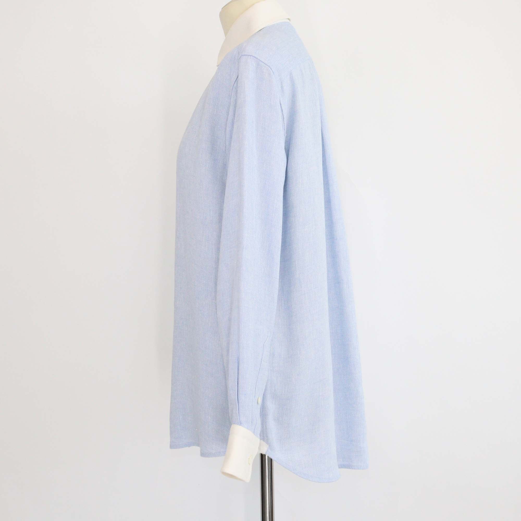 Loro Piana Blue Horizon Linen Long Sleeve Thea Shirt