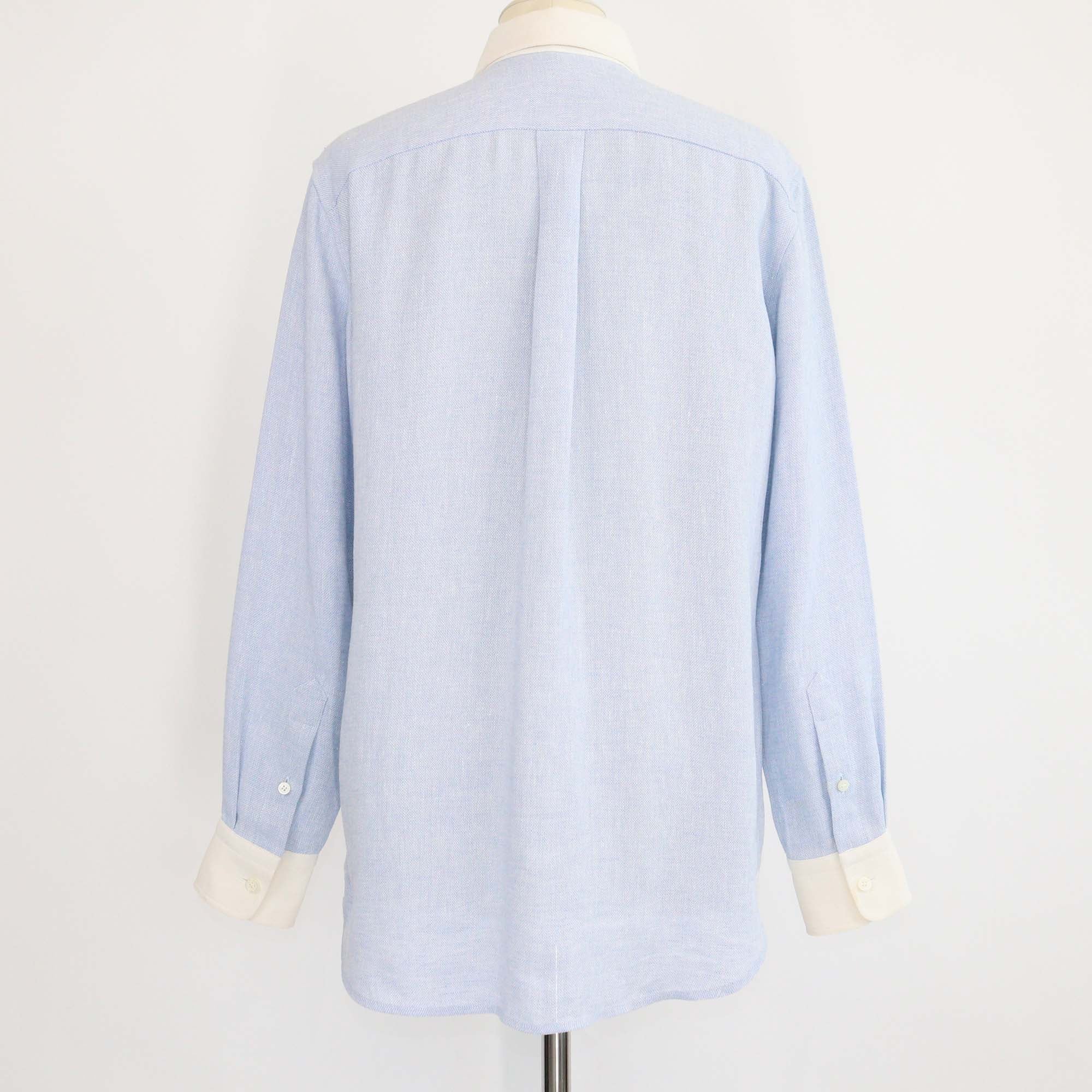 Loro Piana Blue Horizon Linen Long Sleeve Thea Shirt