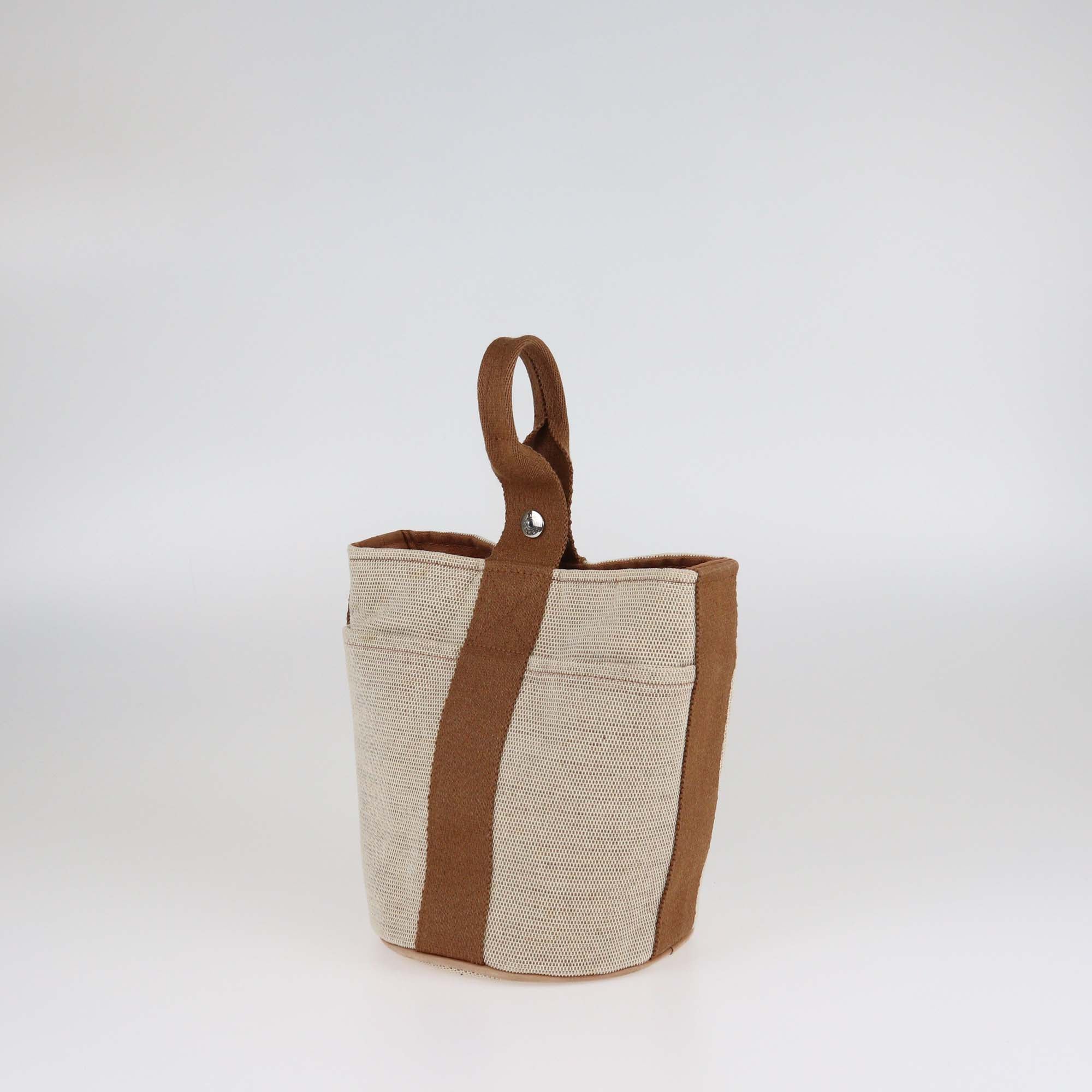 Hermes Brown/Beige Toile Saxo PM Bag