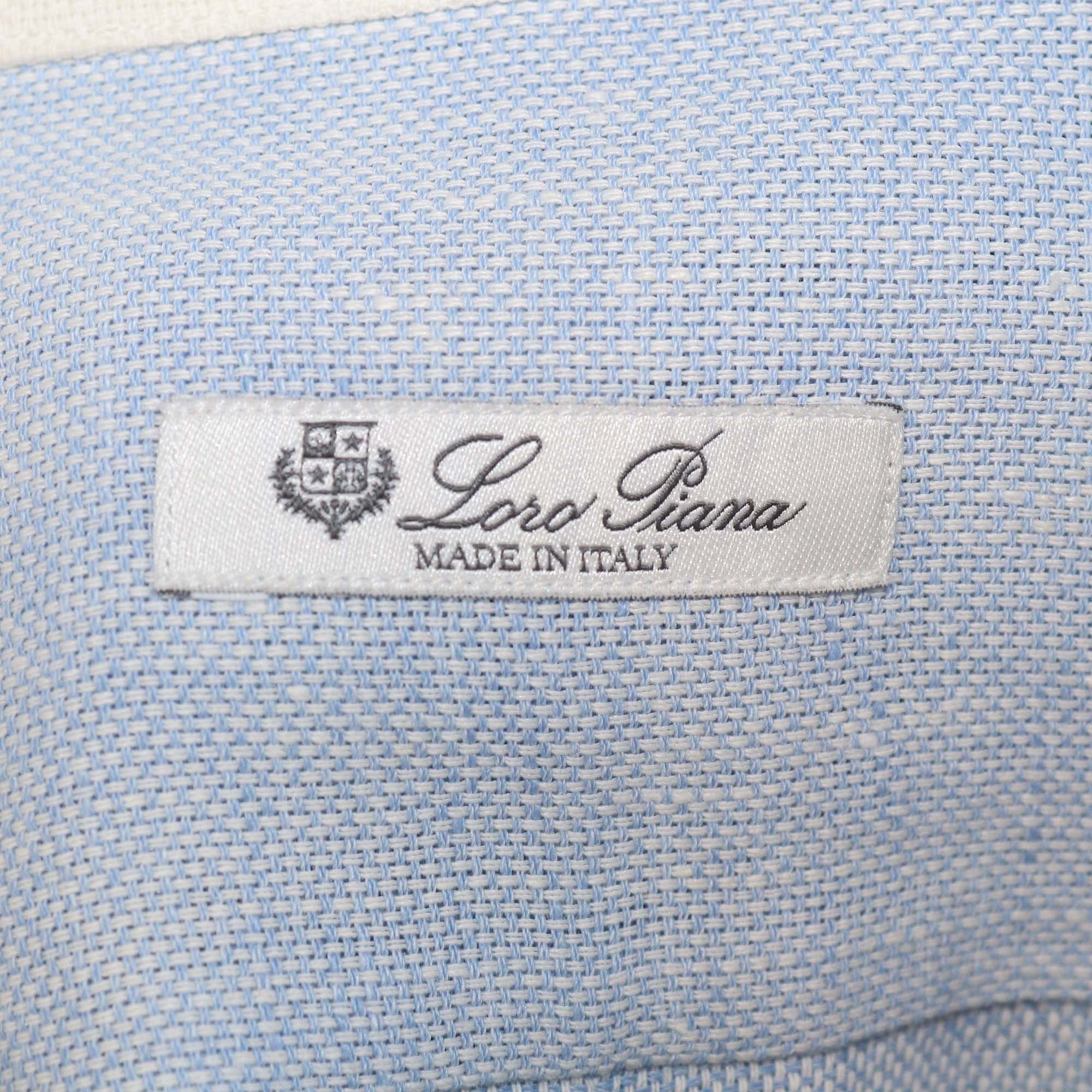 Loro Piana Blue Horizon Linen Long Sleeve Thea Shirt
