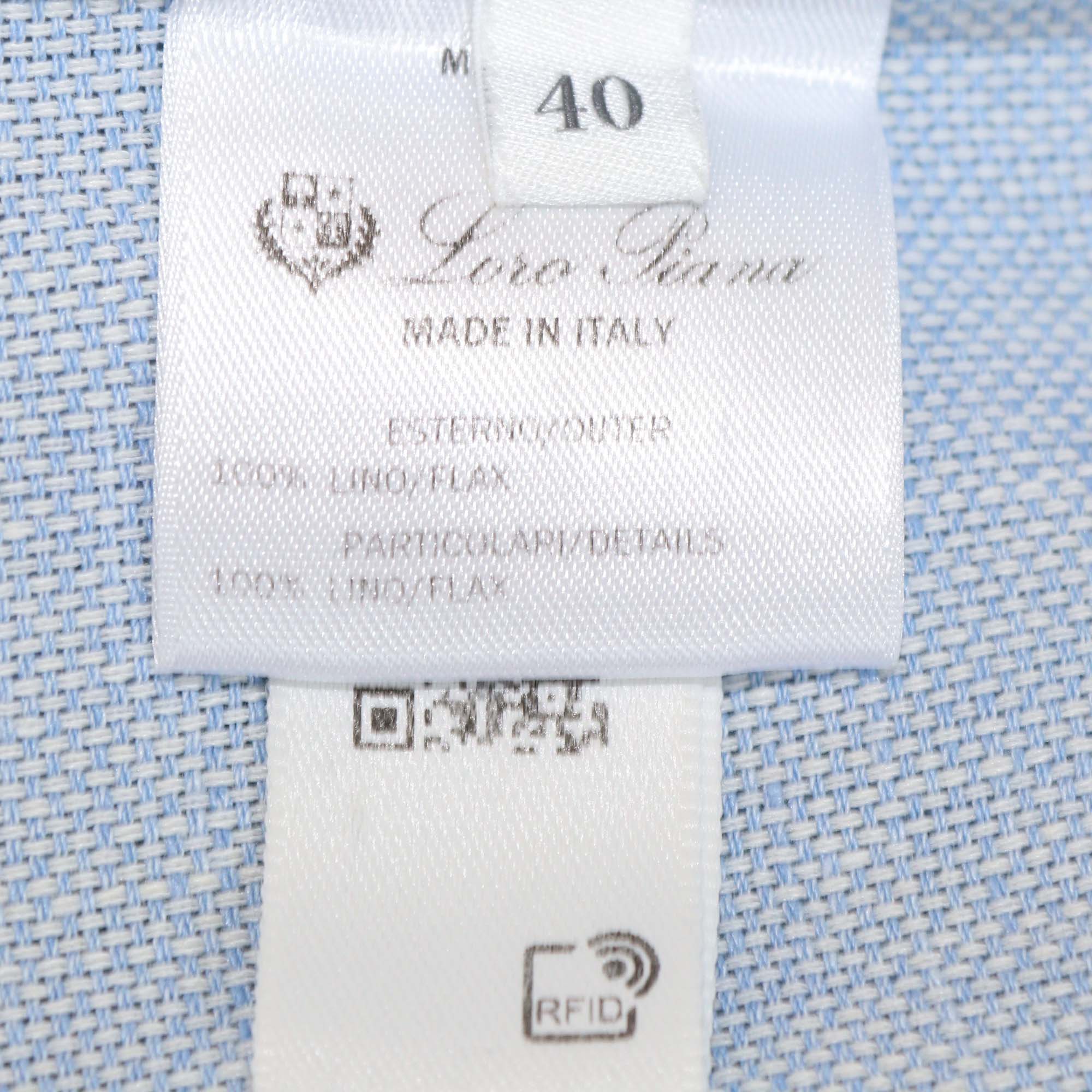 Loro Piana Blue Horizon Linen Long Sleeve Thea Shirt