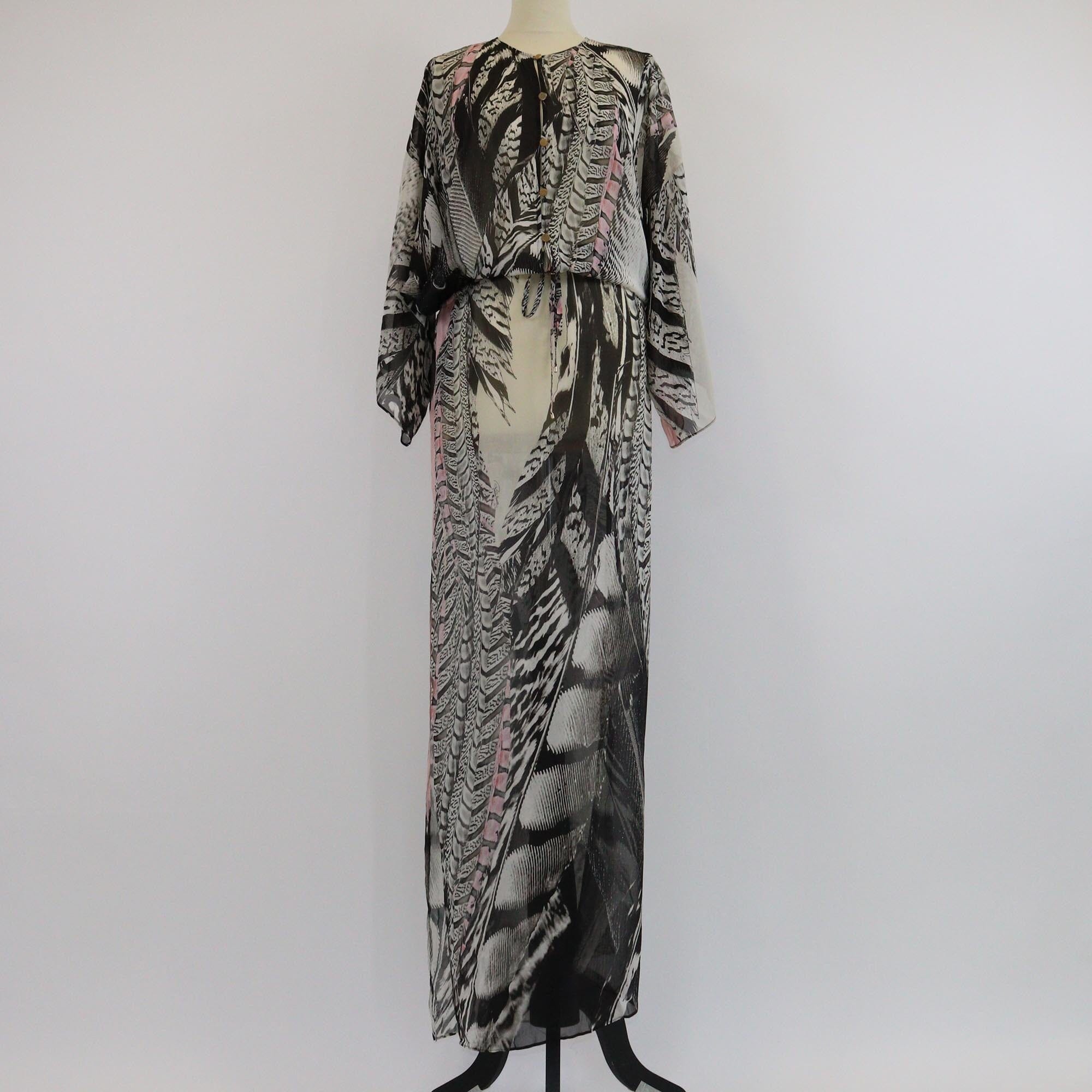 Roberto Cavalli Black Animal Print Maxi Kaftan Womens Roberto Cavalli 