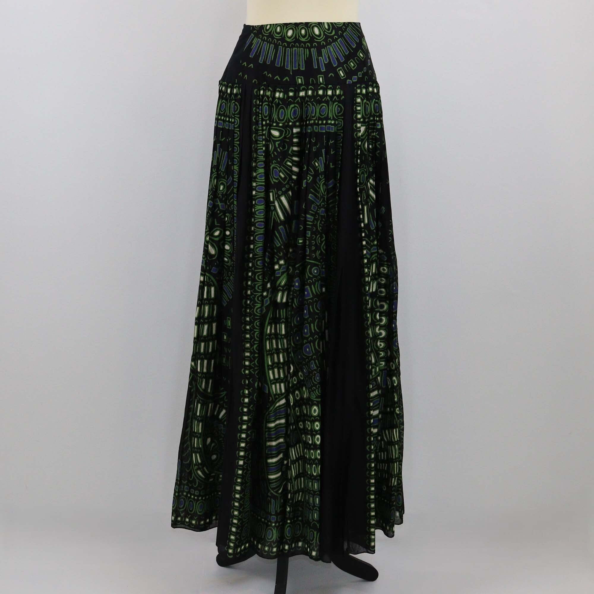 Christian Dior Multicolor Elepant Print Maxi Skirt Womens Christian Dior 