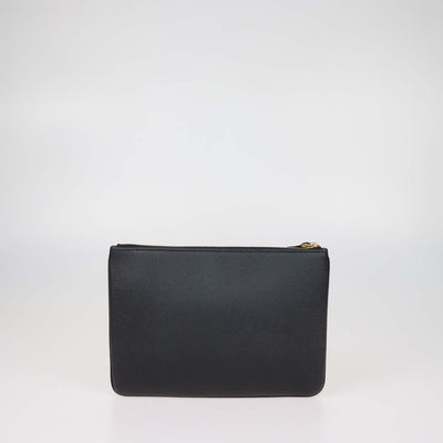 Vslentino Black Leather VLogo Signature Pouch