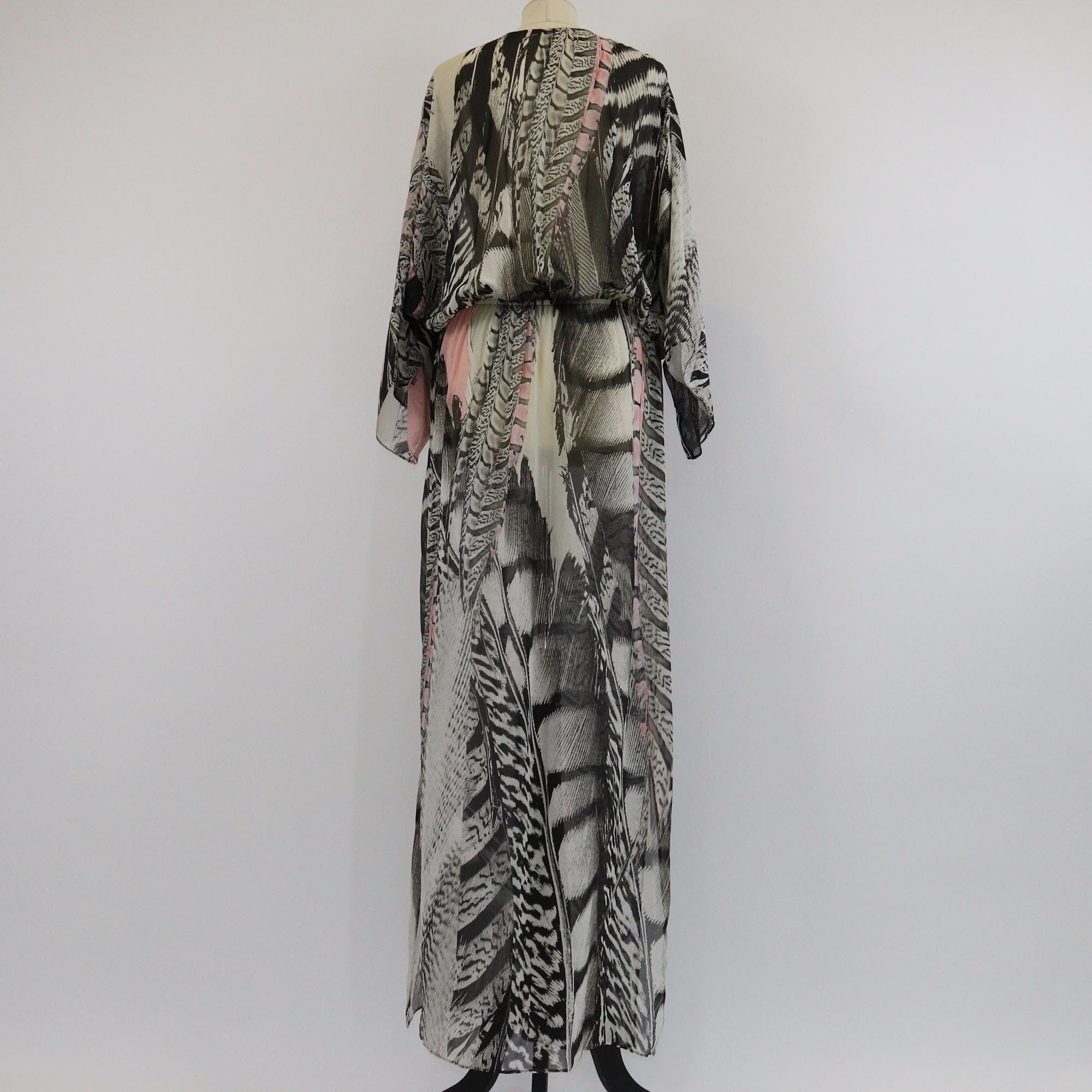 Roberto Cavalli Black Animal Print Maxi Kaftan Womens Roberto Cavalli 