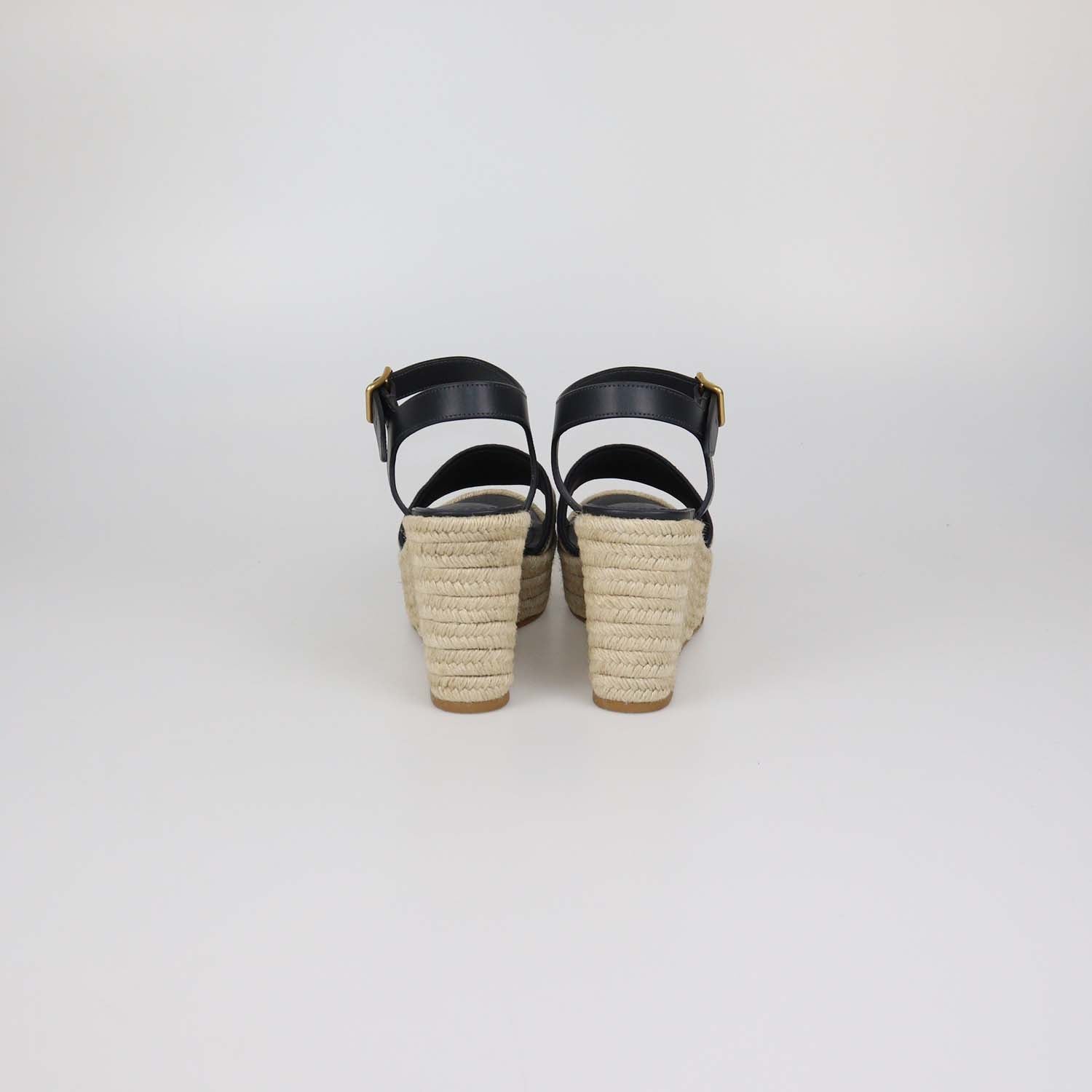 Christian Dior Navy Blue Canvas Dway Wedge Espadrille Sandals