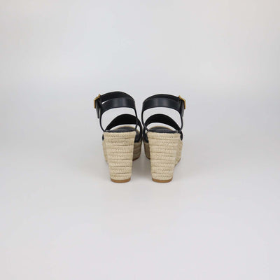 Christian Dior Navy Blue Canvas Dway Wedge Espadrille Sandals