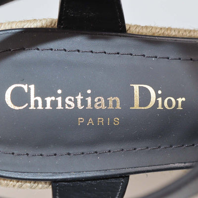 Christian Dior Navy Blue Canvas Dway Wedge Espadrille Sandals