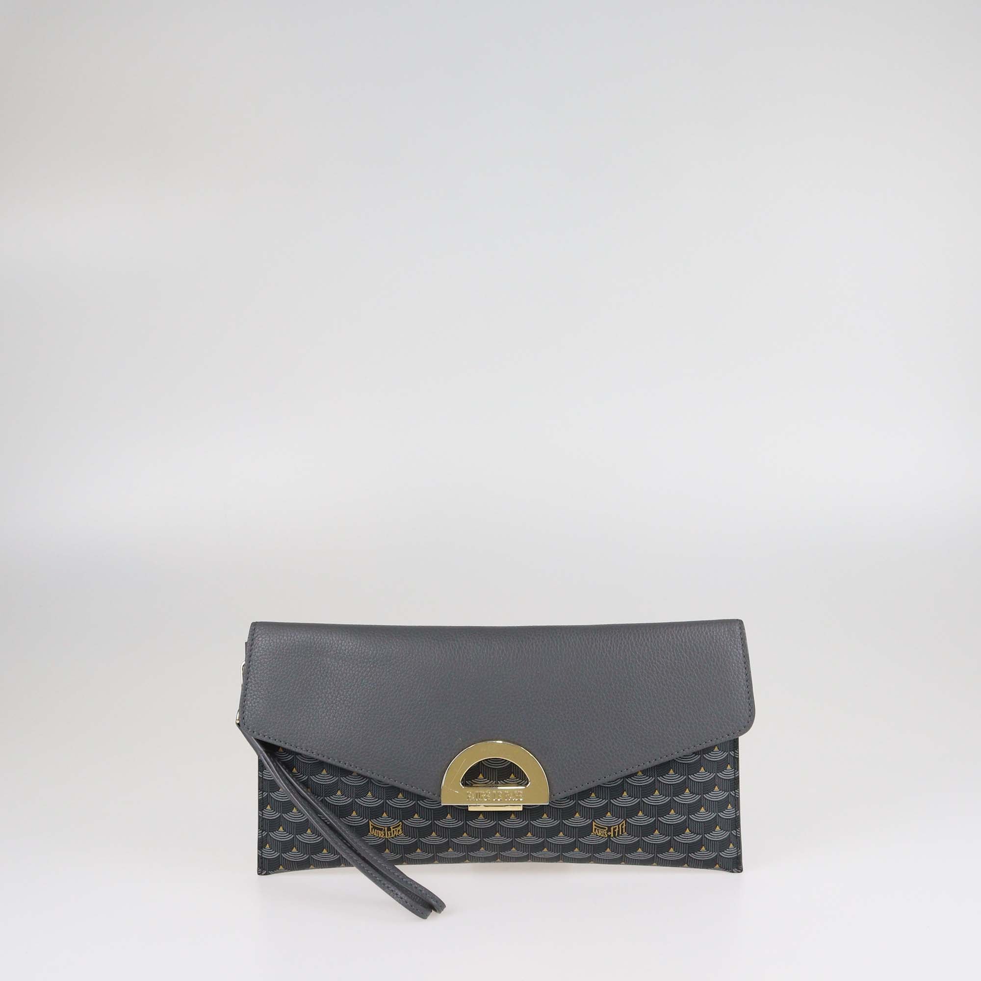 Faure Le Page Grey Coated Canvas & Leather Parade Clutch