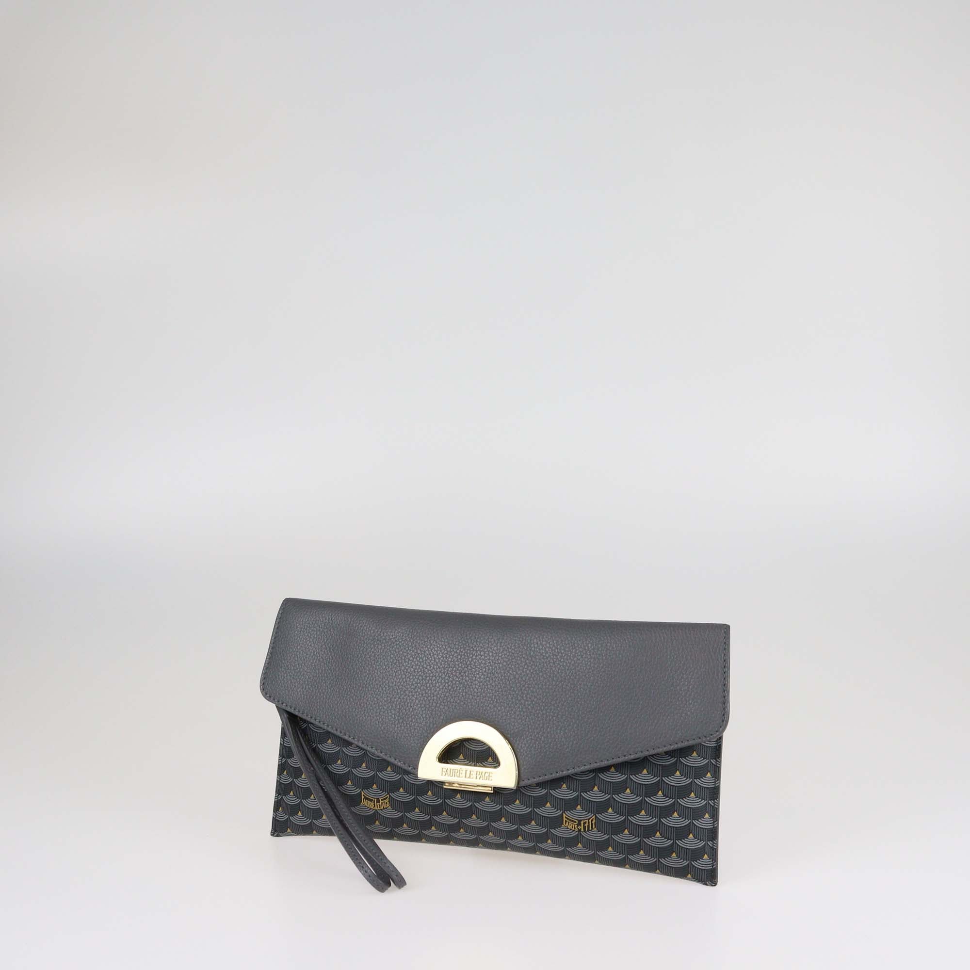 Faure Le Page Grey Coated Canvas & Leather Parade Clutch