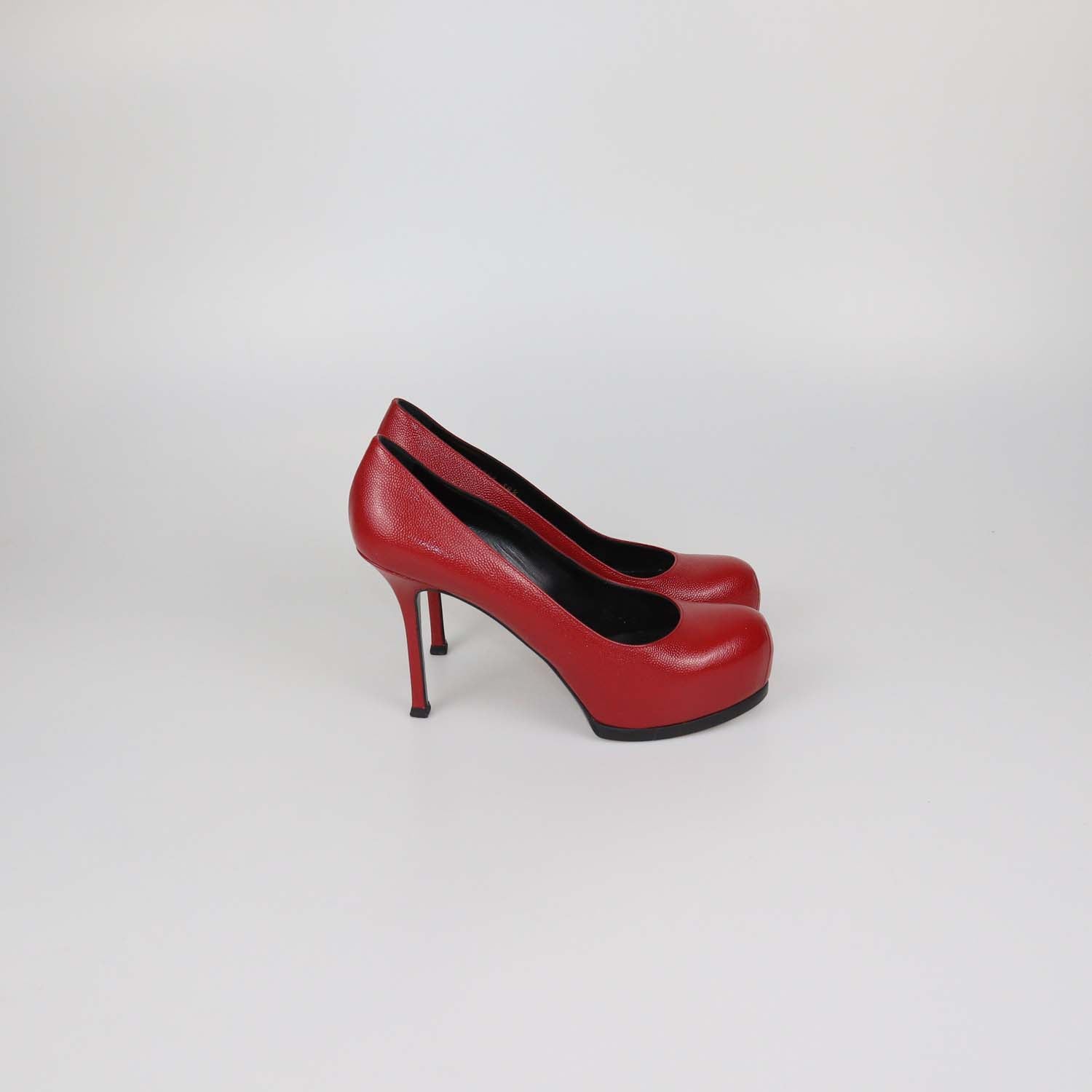 Saint Laurent Red Leather Tribtoo Platform Pumps