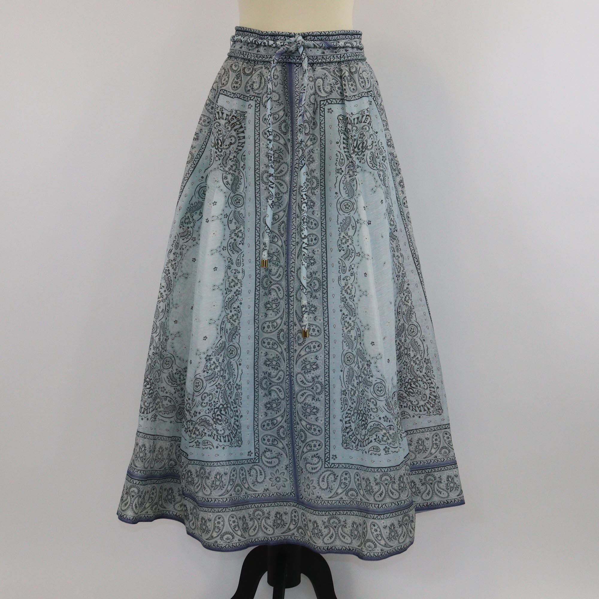 Zimmermann Blue Bandana Print Belted Maxi Skirt Womens Zimmermann 