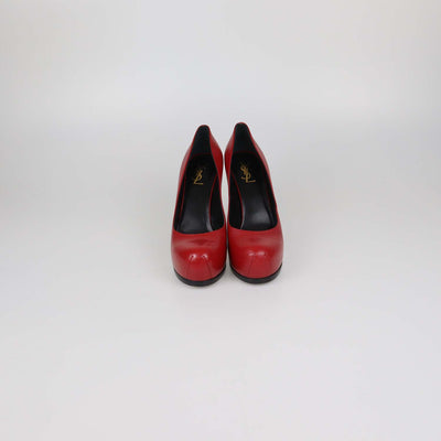 Saint Laurent Red Leather Tribtoo Platform Pumps