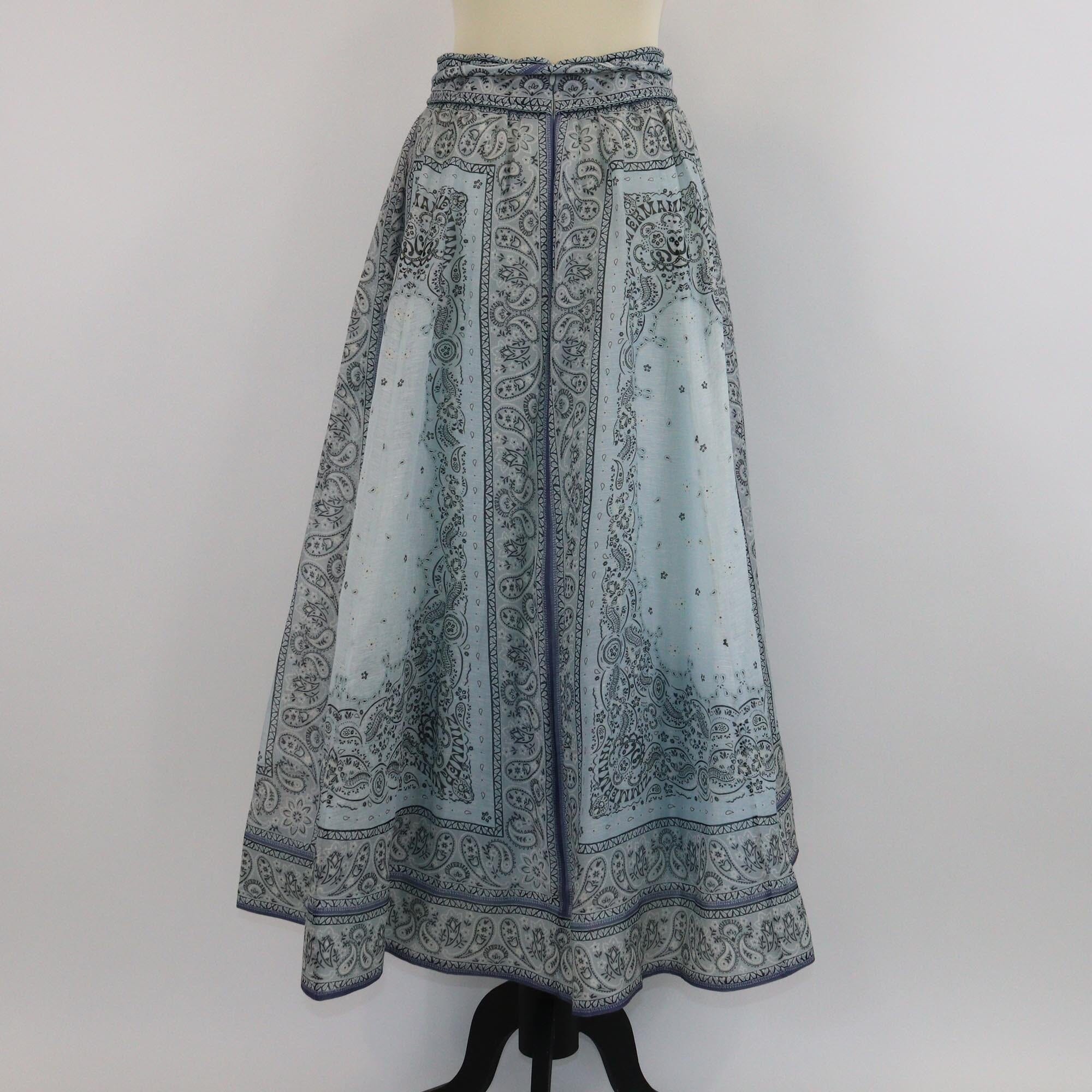 Zimmermann Blue Bandana Print Belted Maxi Skirt Womens Zimmermann 