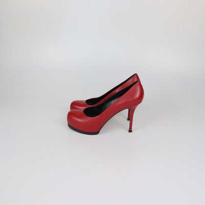 Saint Laurent Red Leather Tribtoo Platform Pumps