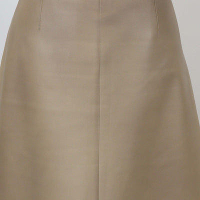 Prada Beige Lambskin Leather Logo Detail Maxi Skirt