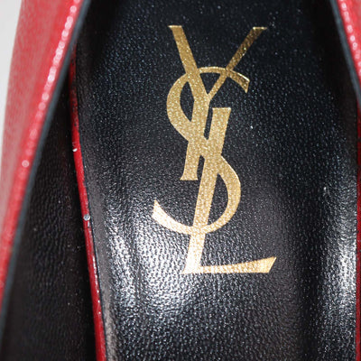 Saint Laurent Red Leather Tribtoo Platform Pumps