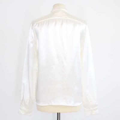 Prada Ivory Satin Embroidered Satin Long Sleeve Shirt