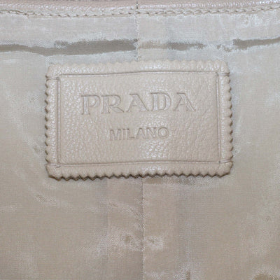 Prada Beige Lambskin Leather Logo Detail Maxi Skirt