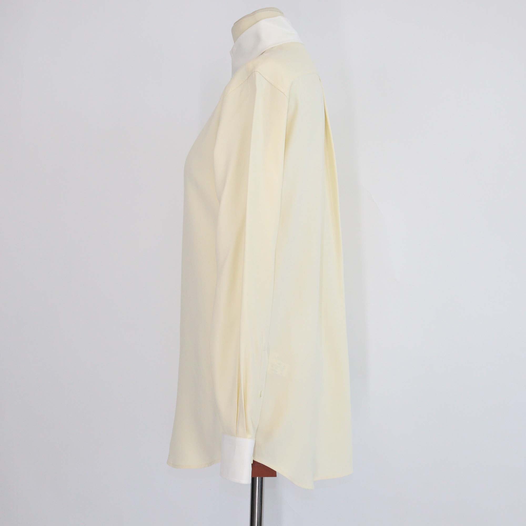 Loro Piana Lemon Chiffon Silk Dylan Collar Long Sleeve Thea Shirt
