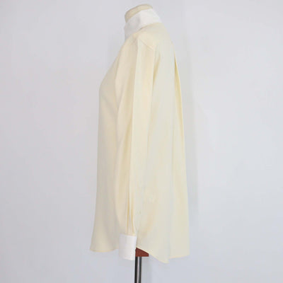 Loro Piana Lemon Chiffon Silk Dylan Collar Long Sleeve Thea Shirt