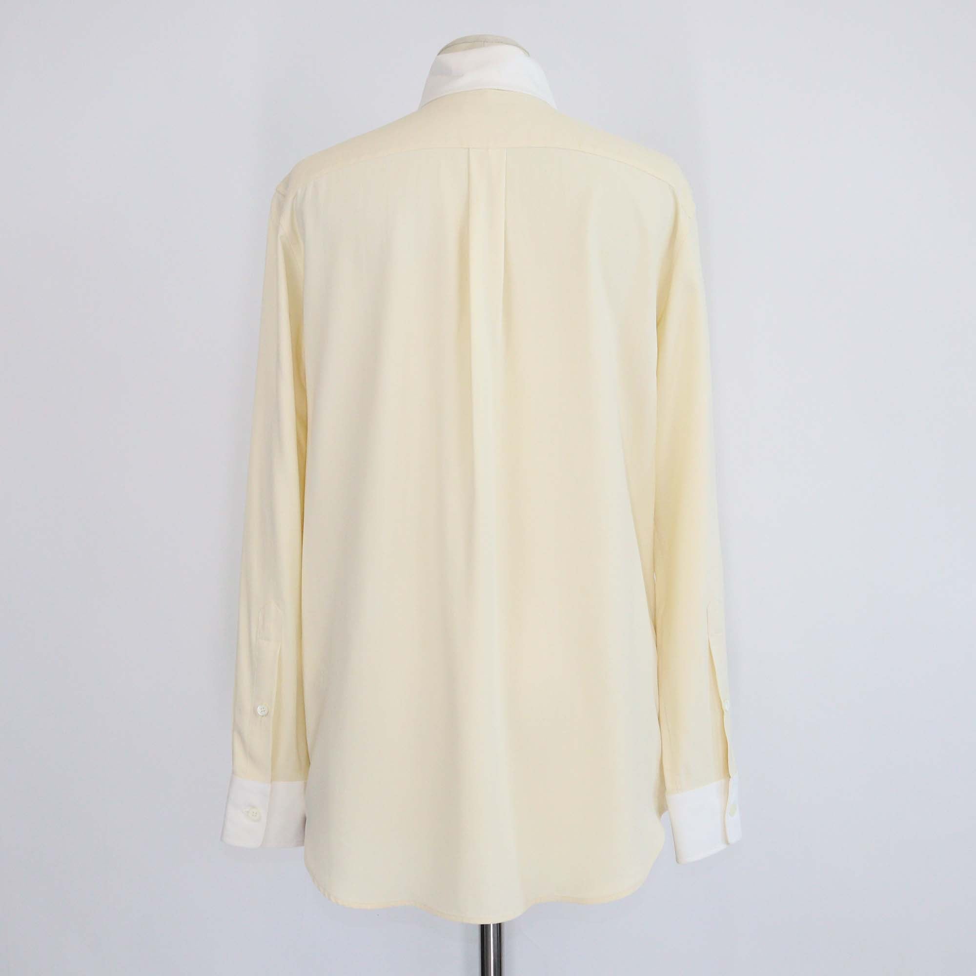 Loro Piana Lemon Chiffon Silk Dylan Collar Long Sleeve Thea Shirt