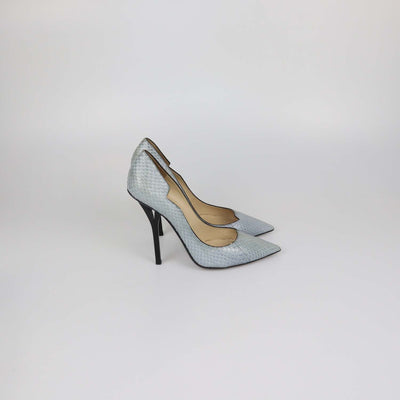 Jimmy Choo Grey Snakeskin Leather Pointed Toe Pumps