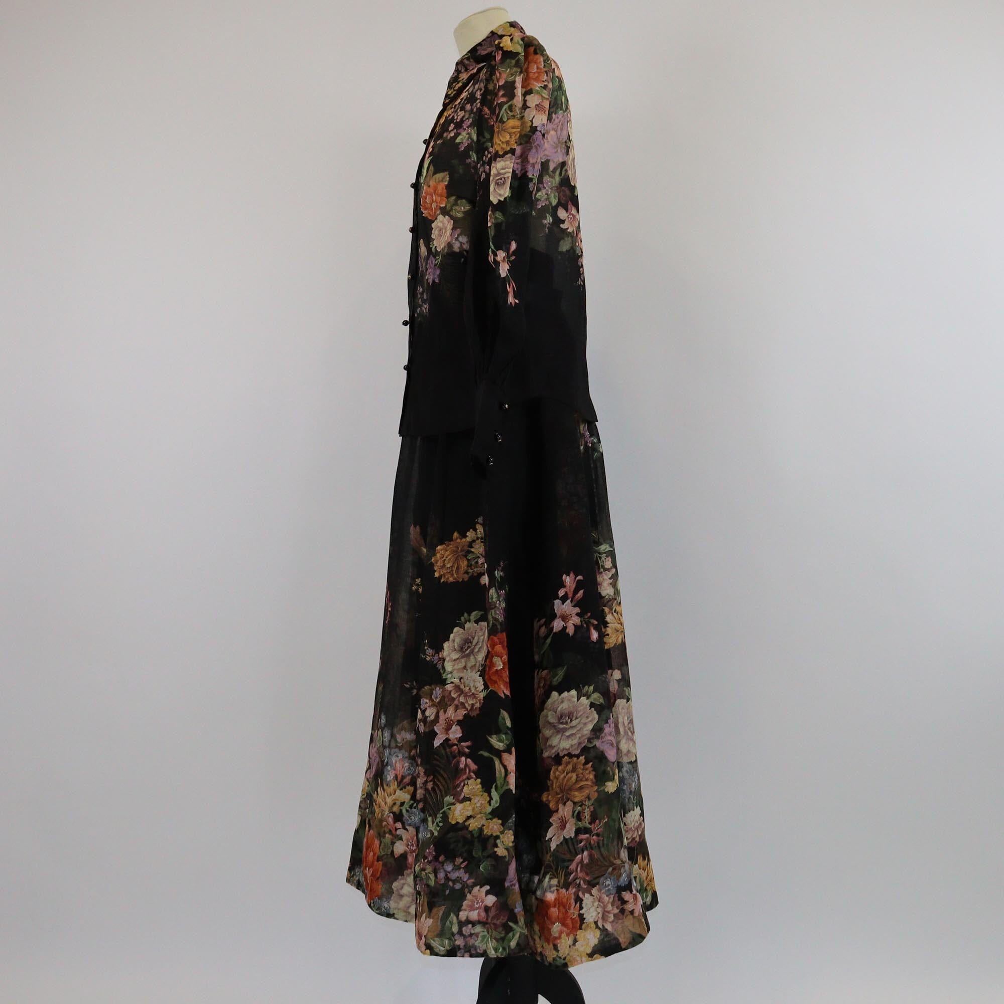 Zimmermann Black Pavilion Floral Printed Blouse & Skirt Set Womens Zimmermann 