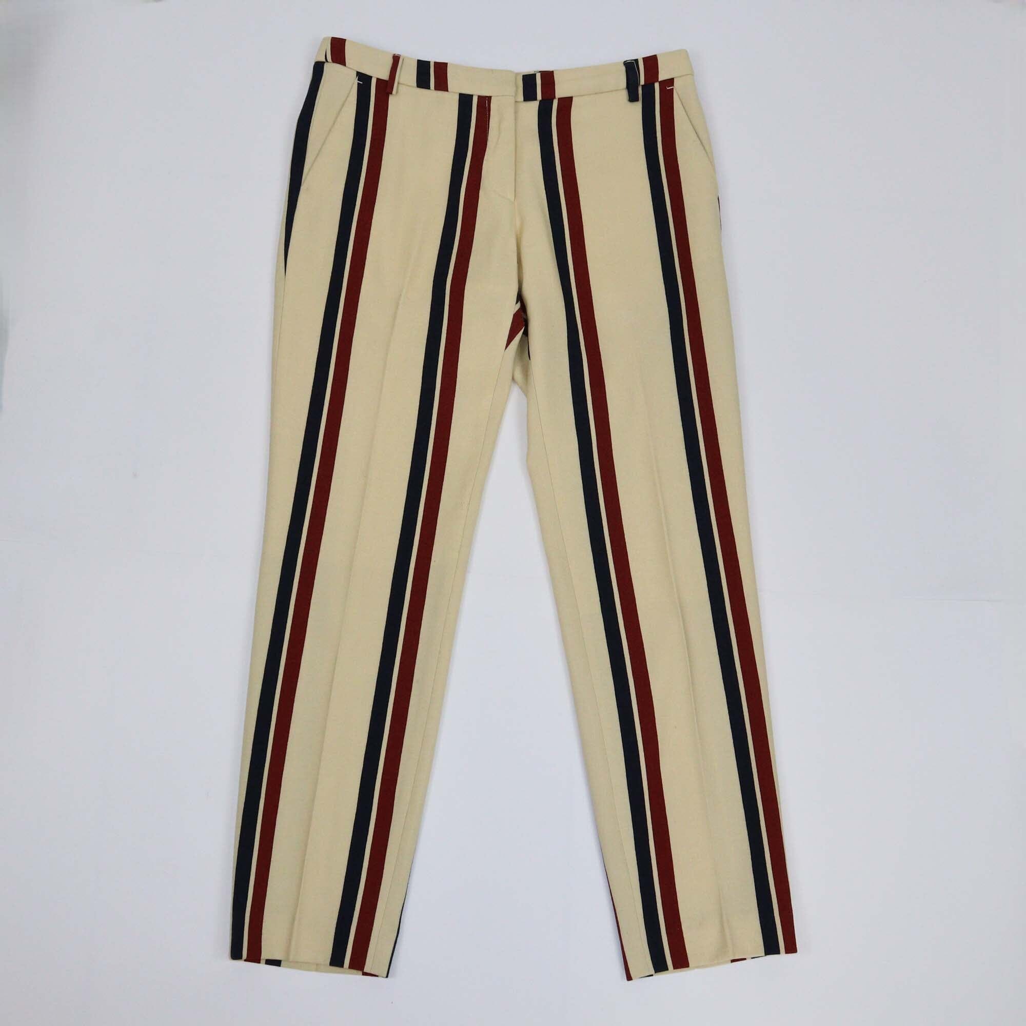 Dries Van Noten Beige Striped Straight Leg Pants Womens Dries Van Noten 