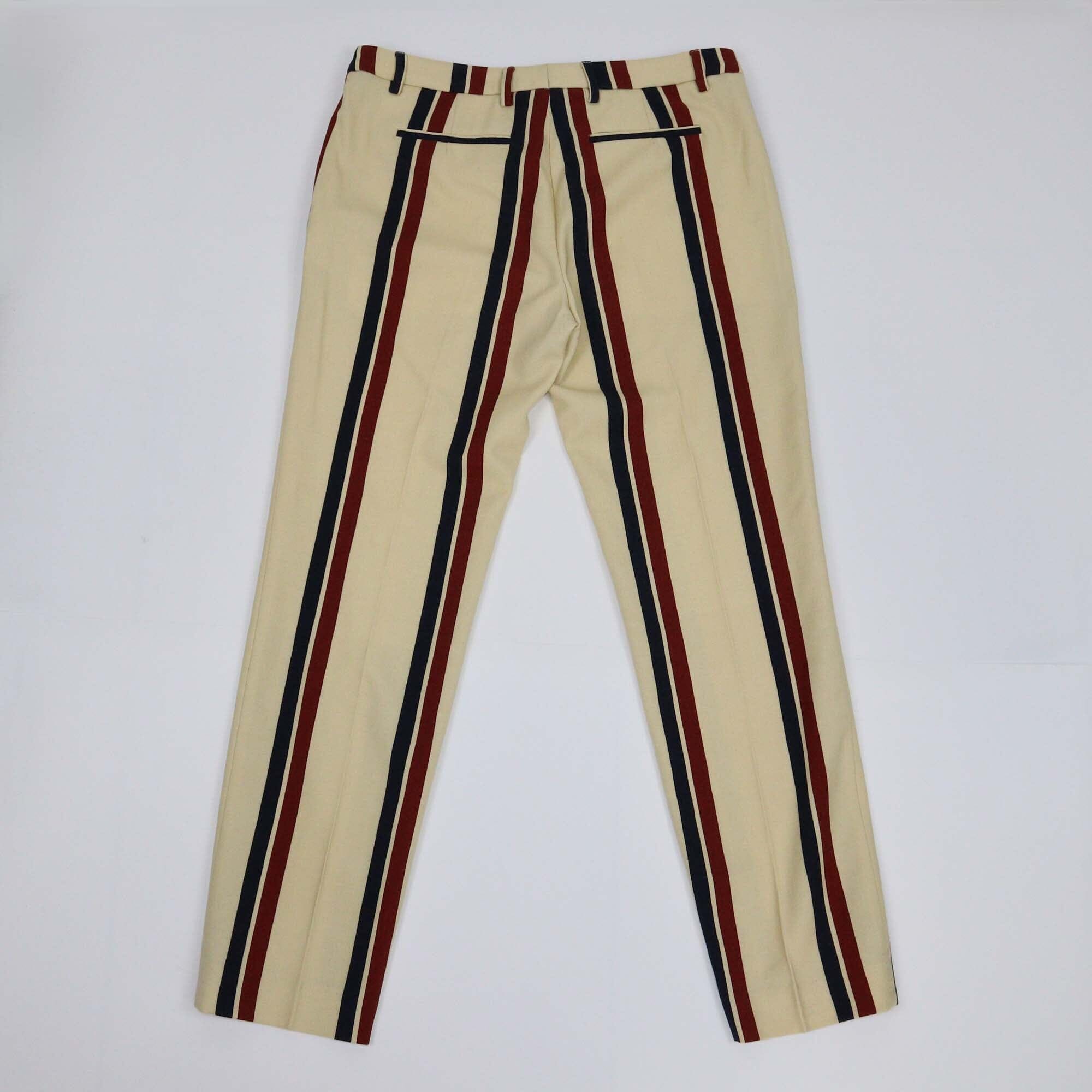 Dries Van Noten Beige Striped Straight Leg Pants Womens Dries Van Noten 