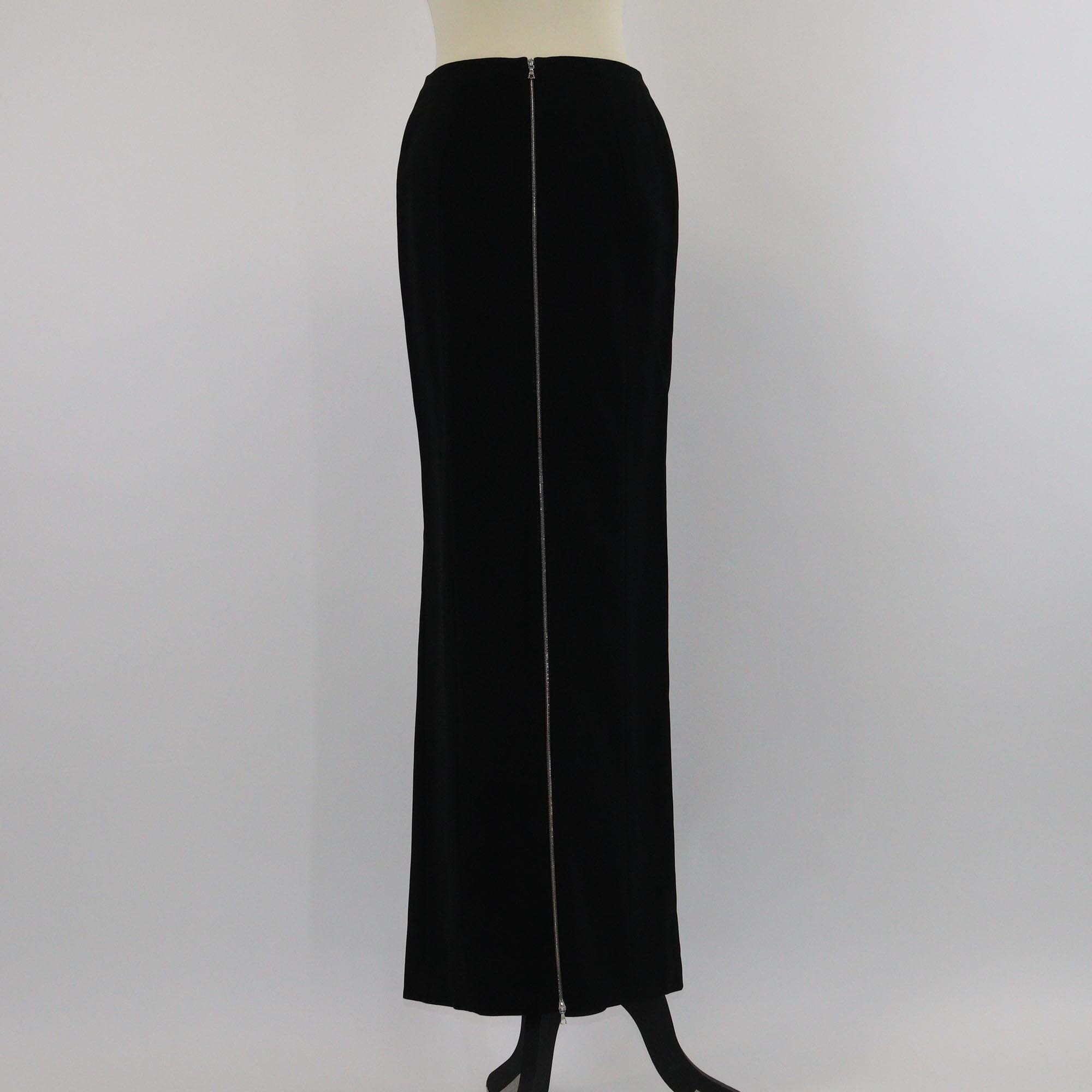 Mugler Black Zip Front Maxi Skirt Womens Mugler 