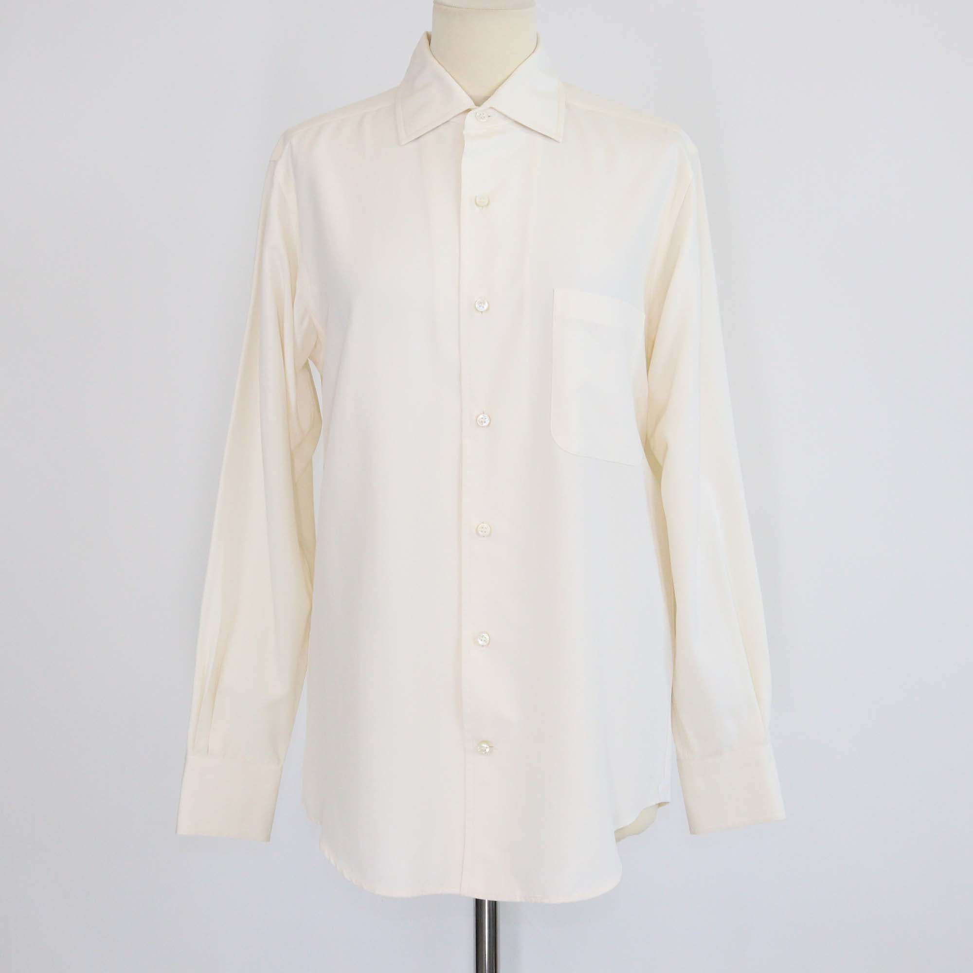 Loro Piana White Pepper Silk Long Sleeve Andre Shirt