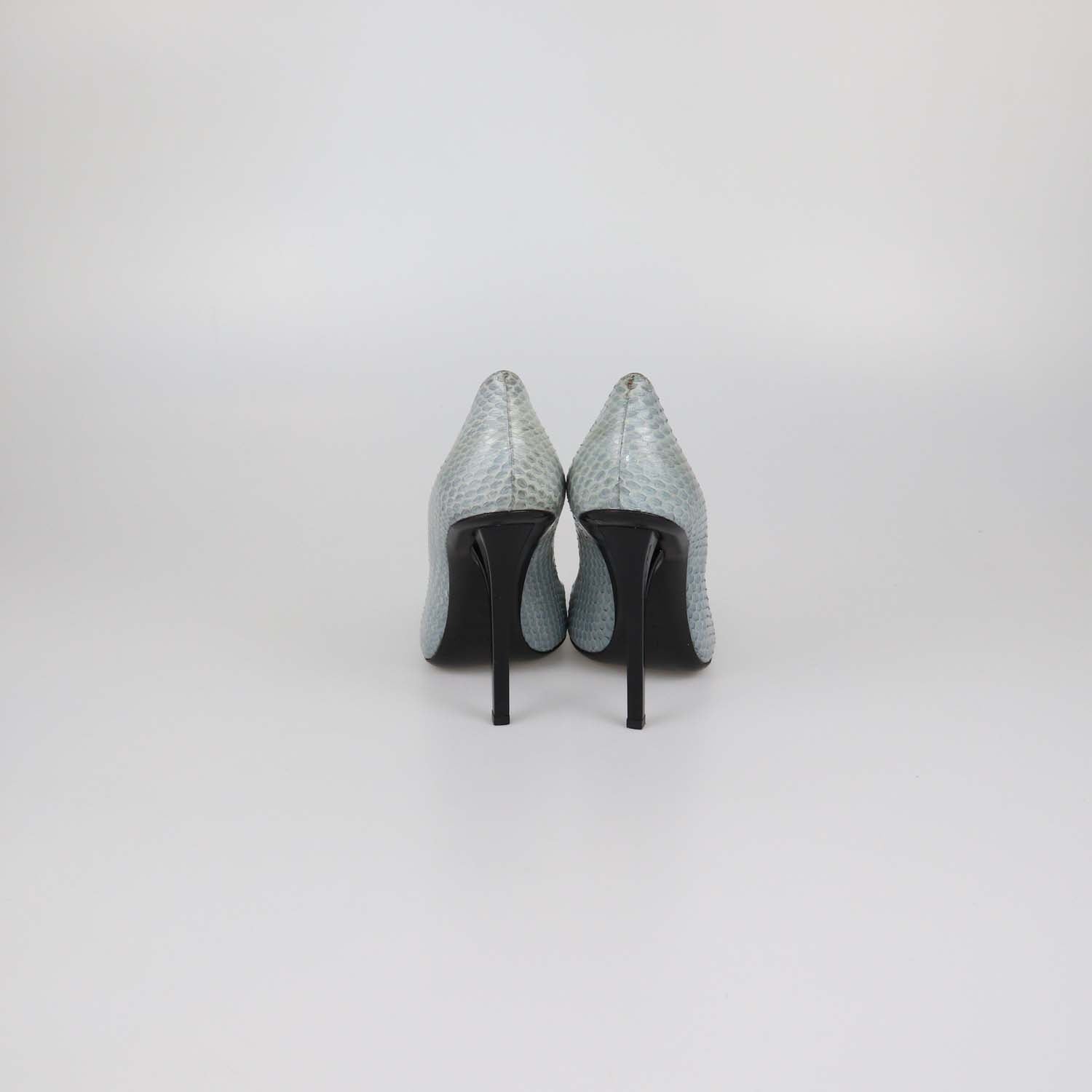 Jimmy Choo Grey Snakeskin Leather Pointed Toe Pumps