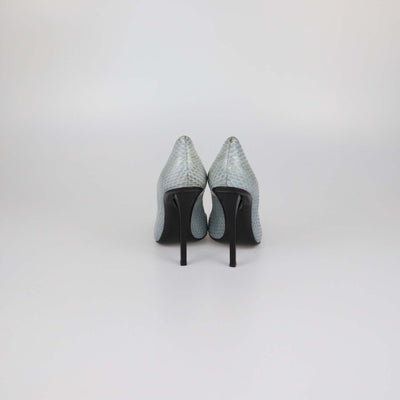 Jimmy Choo Grey Snakeskin Leather Pointed Toe Pumps