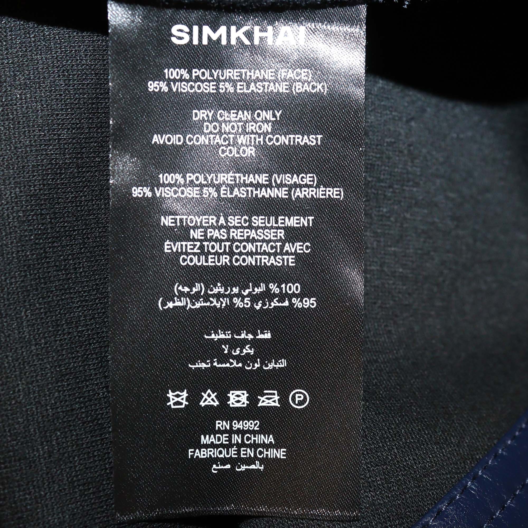 Simkhai Navy Blue Faux Leather Mayson Belted Midi Skirt