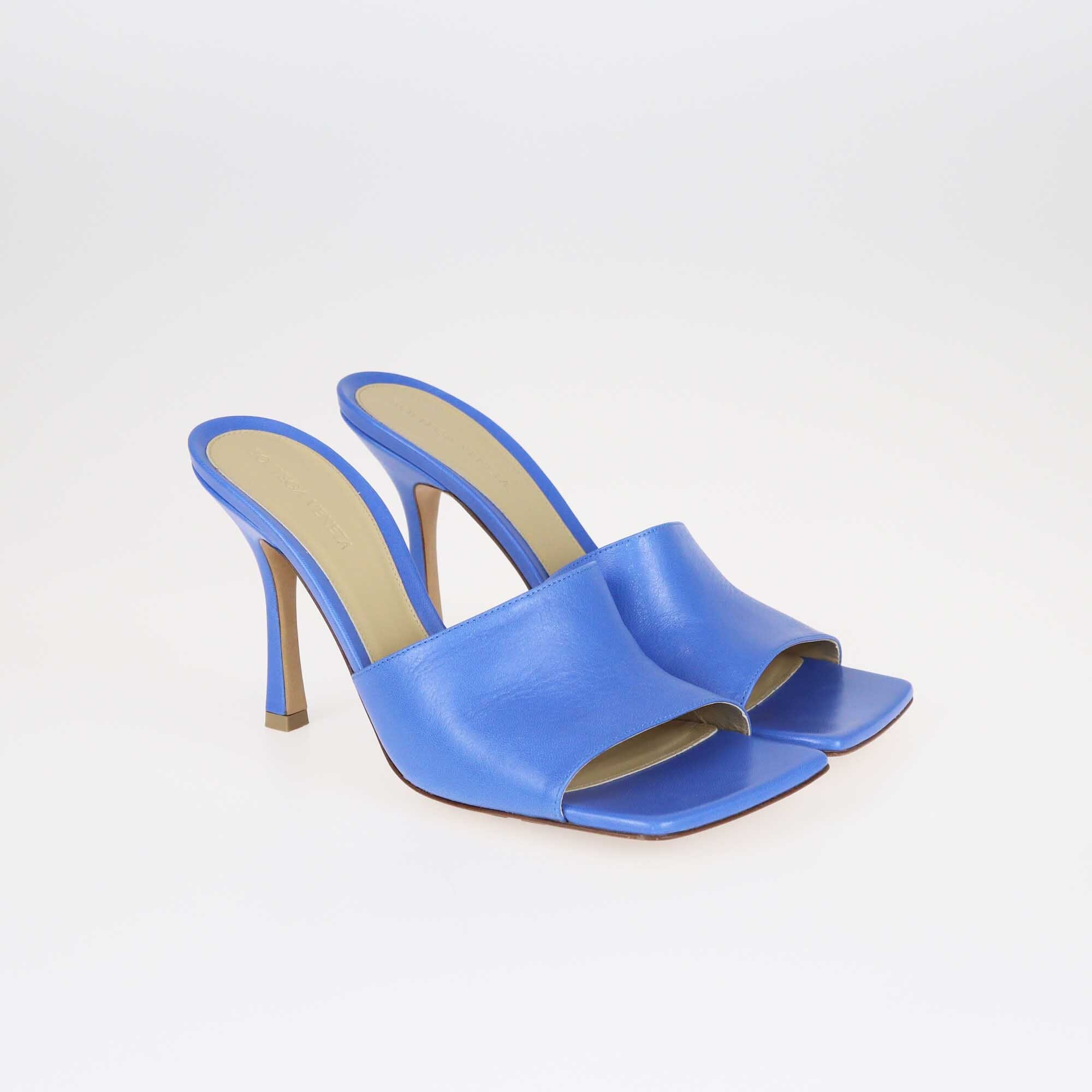 Bottega Veneta Blue Stretch Open Toe Slide Sandals Shoes Bottega Veneta 