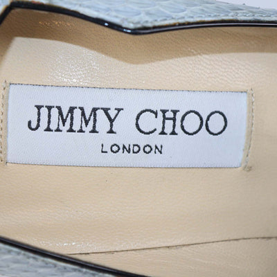 Jimmy Choo Grey Snakeskin Leather Pointed Toe Pumps