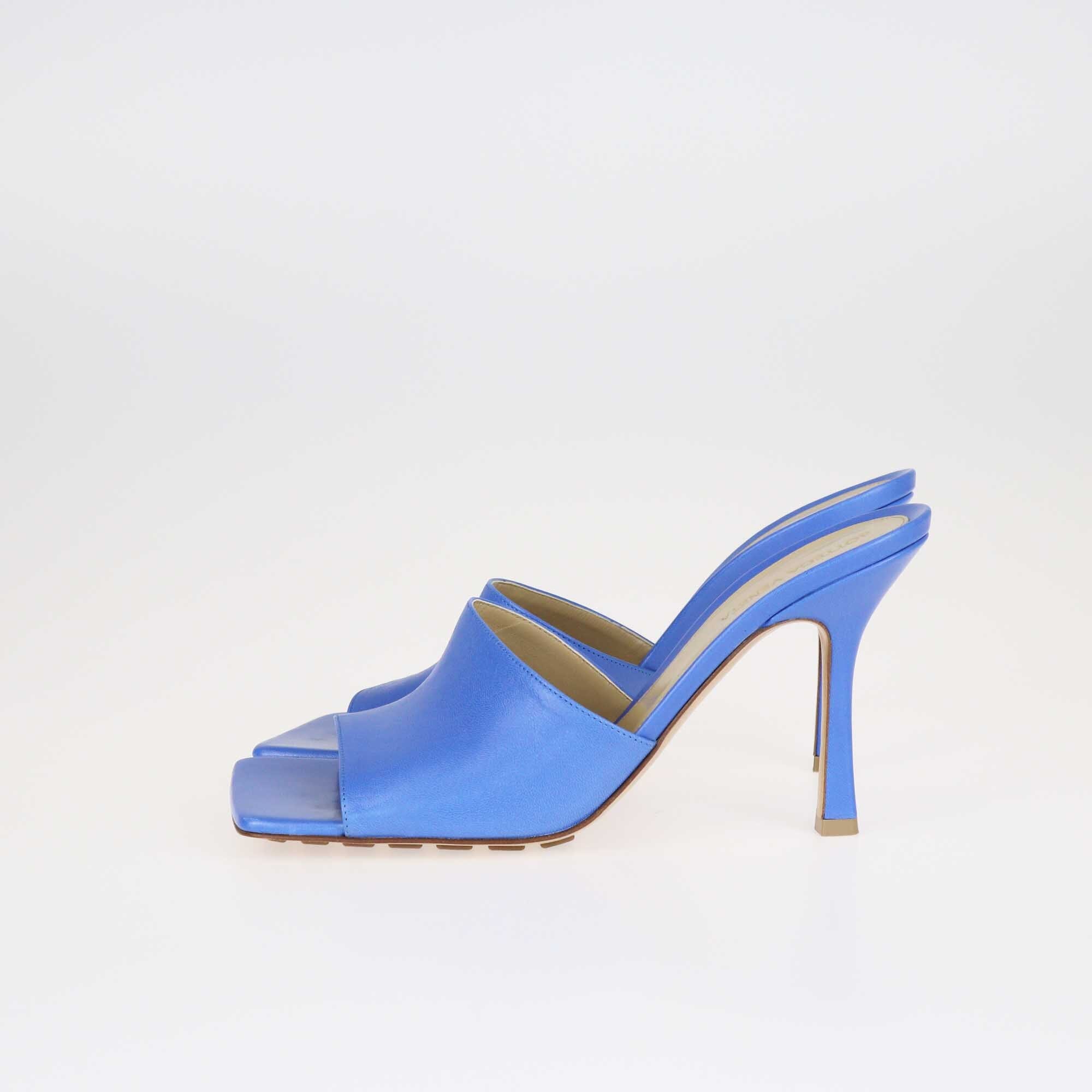 Bottega Veneta Blue Stretch Open Toe Slide Sandals Shoes Bottega Veneta 