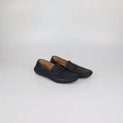 Prada Black Leather Penny Loafers