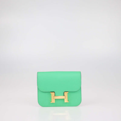 Hermes Vert Comics Evercolor Leather Constance Slim Wallet