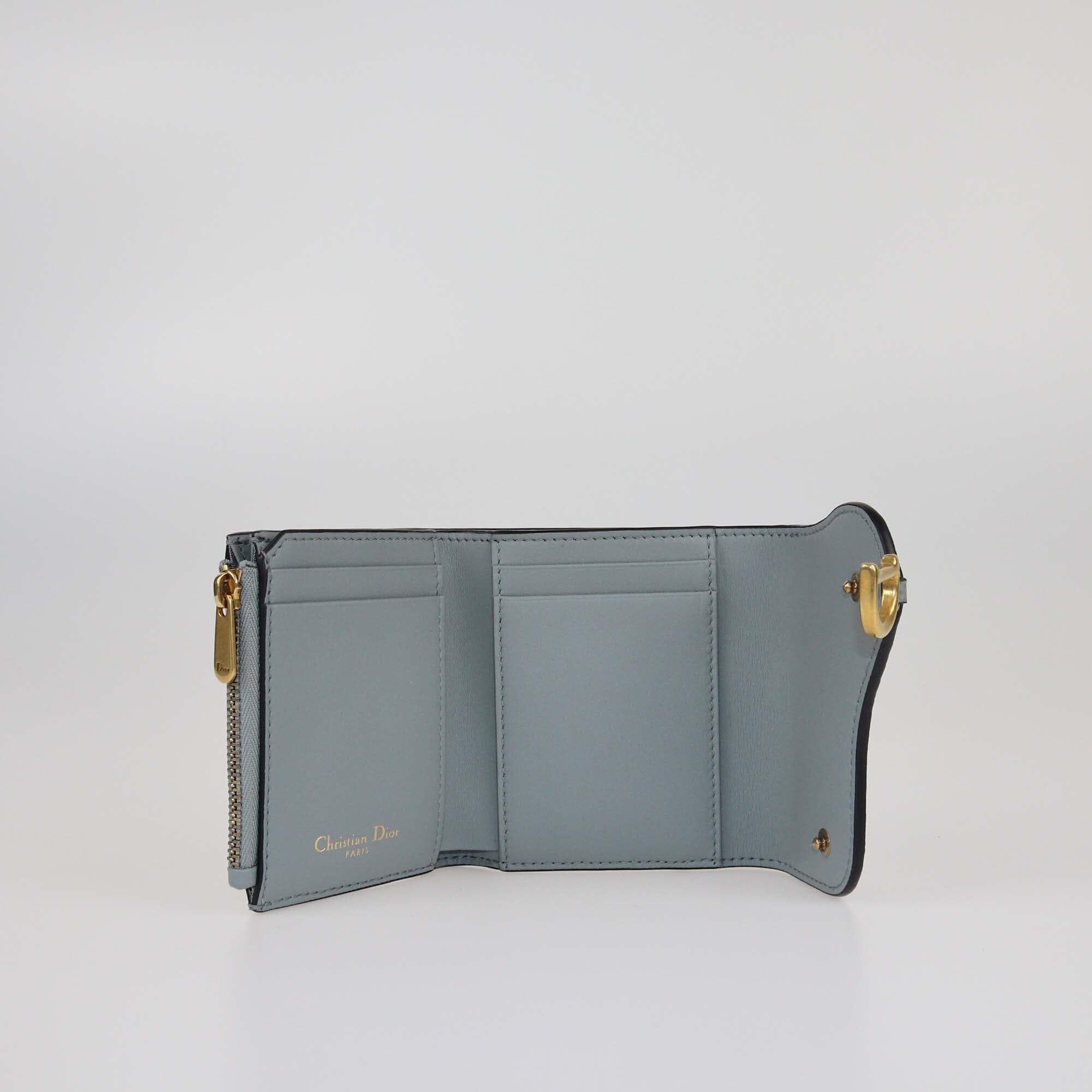 Christian Dior Grey Stone Medium Saddle Card Holder Womens Christian Dior 