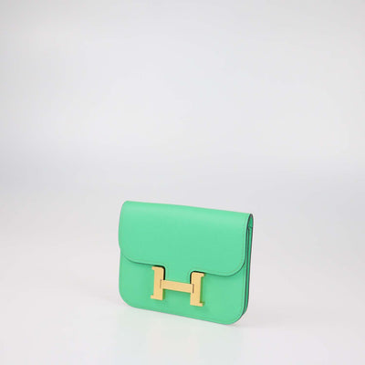 Hermes Vert Comics Evercolor Leather Constance Slim Wallet