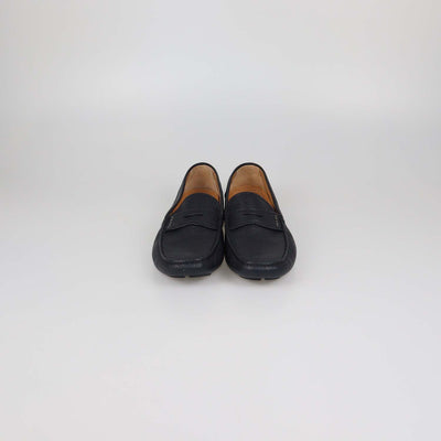 Prada Black Leather Penny Loafers