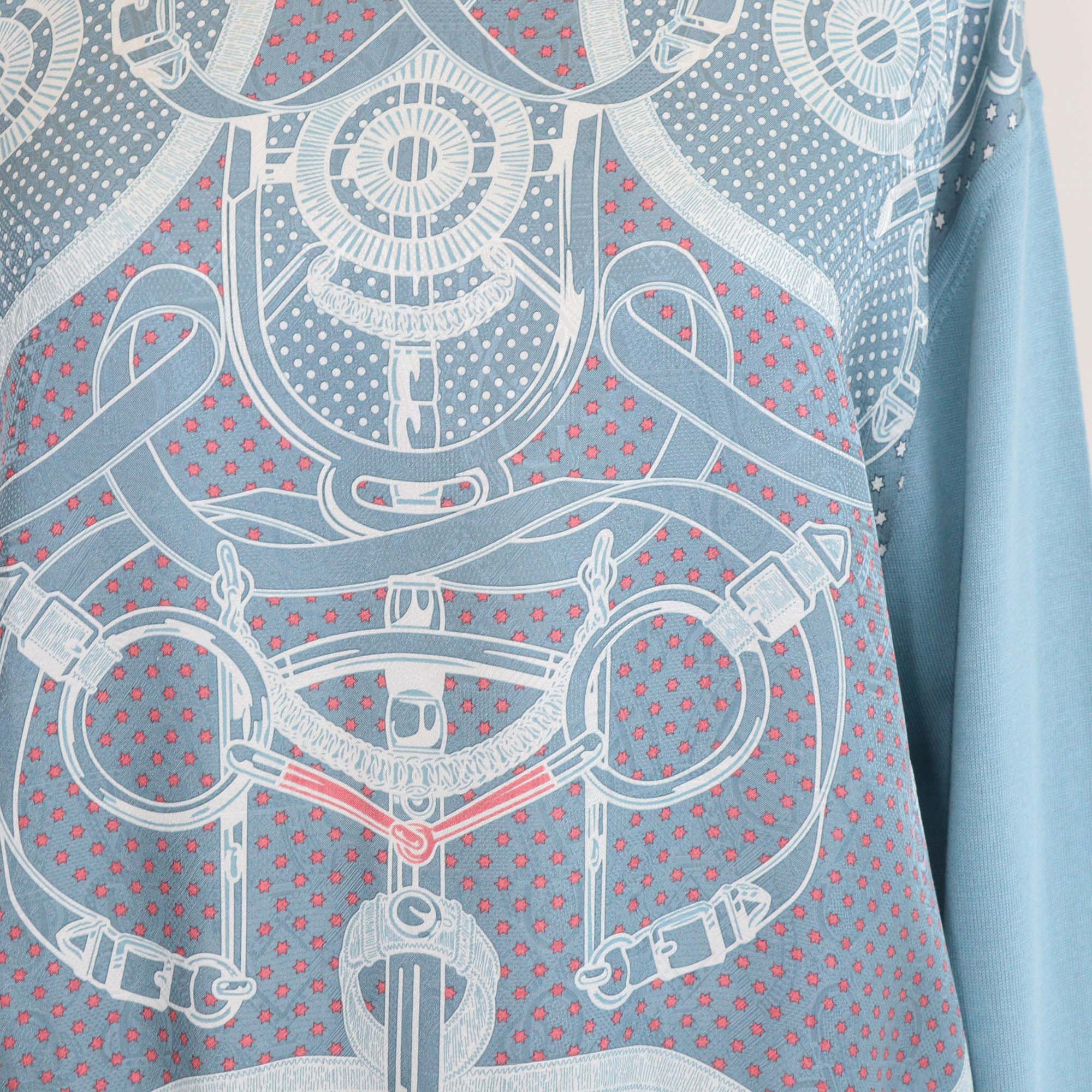 Hermes Blue Silk Brides de Gala Twillreine Sweater
